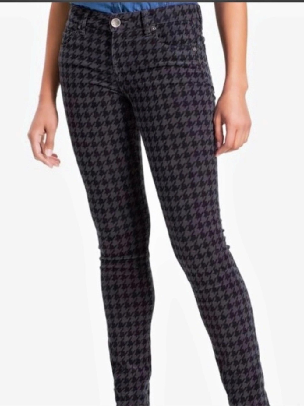 KUT from the Kloth Diana Houndstooth Print Stretch Corduroy Skinny Pants
